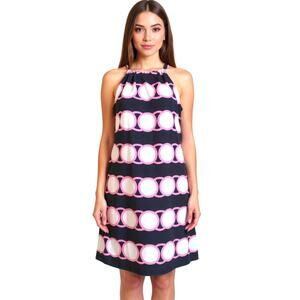 Crown & Ivy Sweet Talk Halter Dress Women's Size PS Navy Pink White Sundress